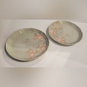 Vintage Japanese Floral Set of 2 Plates 9”